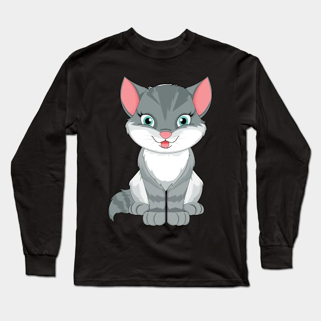 Cute Kids Cat House Cat Motif Long Sleeve T-Shirt by Shirtjaeger